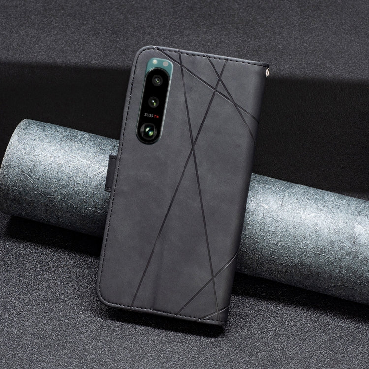 For Sony Xperia 5 III BF05 Magnetic Buckle Rhombus Texture Leather Phone Case