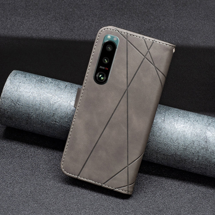 For Sony Xperia 5 III BF05 Magnetic Buckle Rhombus Texture Leather Phone Case