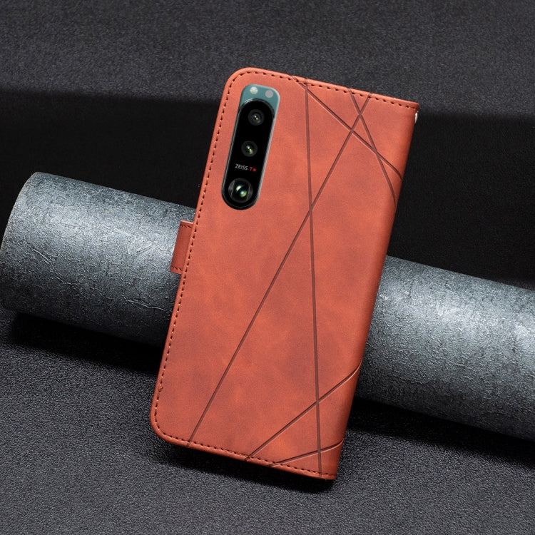For Sony Xperia 5 III BF05 Magnetic Buckle Rhombus Texture Leather Phone Case