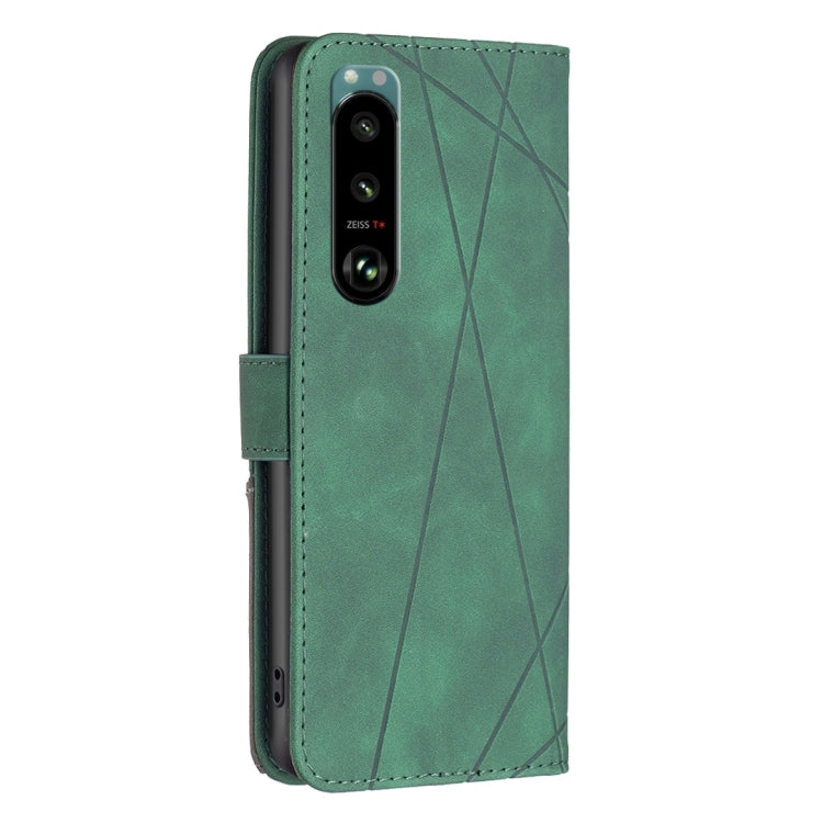 For Sony Xperia 5 III BF05 Magnetic Buckle Rhombus Texture Leather Phone Case