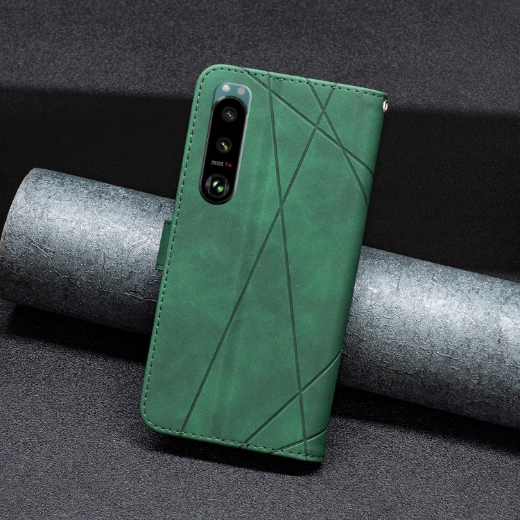 For Sony Xperia 5 III BF05 Magnetic Buckle Rhombus Texture Leather Phone Case