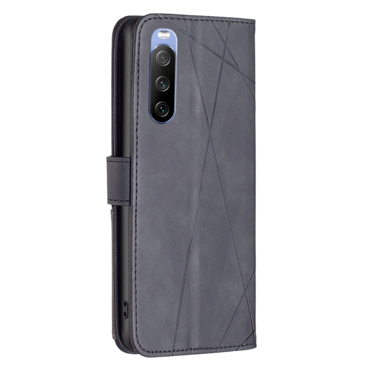 For Sony Xperia 10 III BF05 Magnetic Buckle Rhombus Texture Leather Phone Case