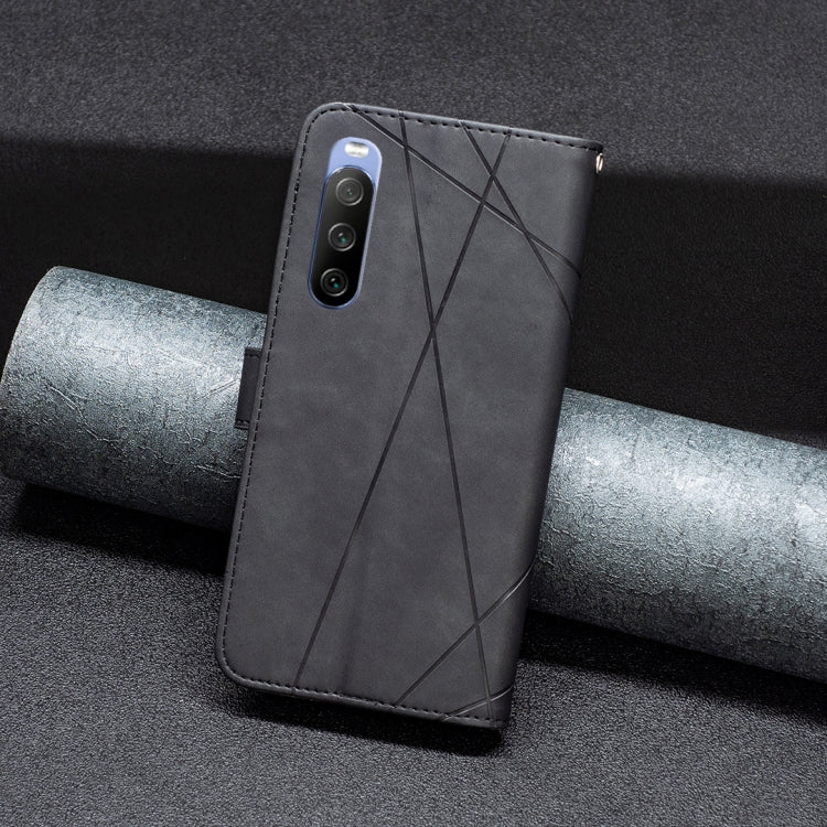 For Sony Xperia 10 III BF05 Magnetic Buckle Rhombus Texture Leather Phone Case