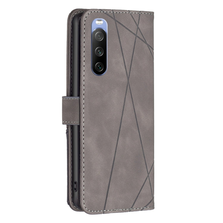 For Sony Xperia 10 III BF05 Magnetic Buckle Rhombus Texture Leather Phone Case