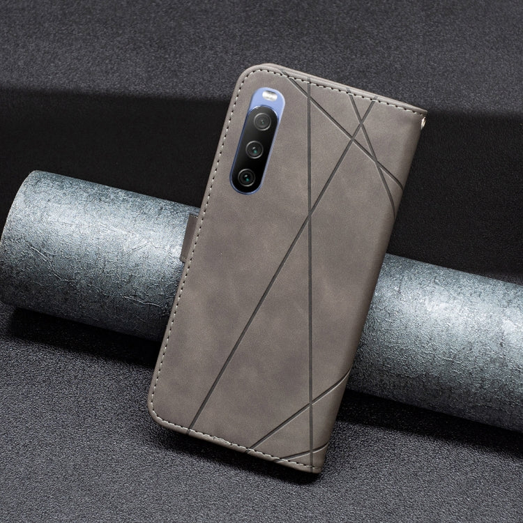 For Sony Xperia 10 III BF05 Magnetic Buckle Rhombus Texture Leather Phone Case