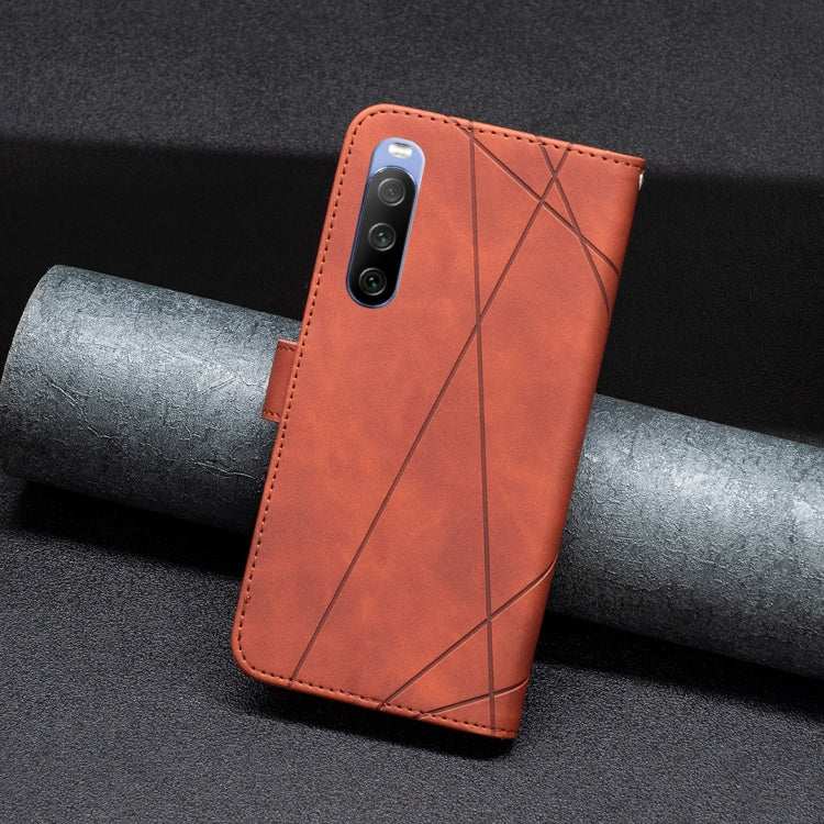 For Sony Xperia 10 III BF05 Magnetic Buckle Rhombus Texture Leather Phone Case