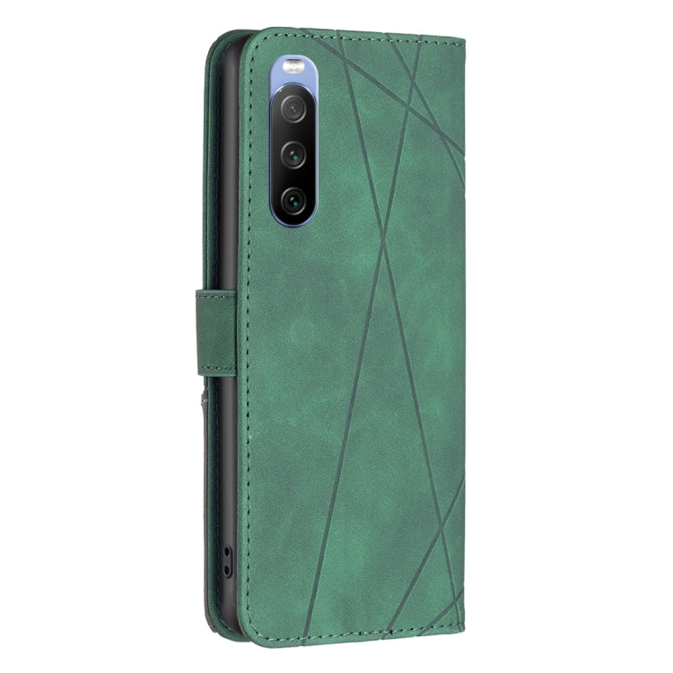 For Sony Xperia 10 III BF05 Magnetic Buckle Rhombus Texture Leather Phone Case