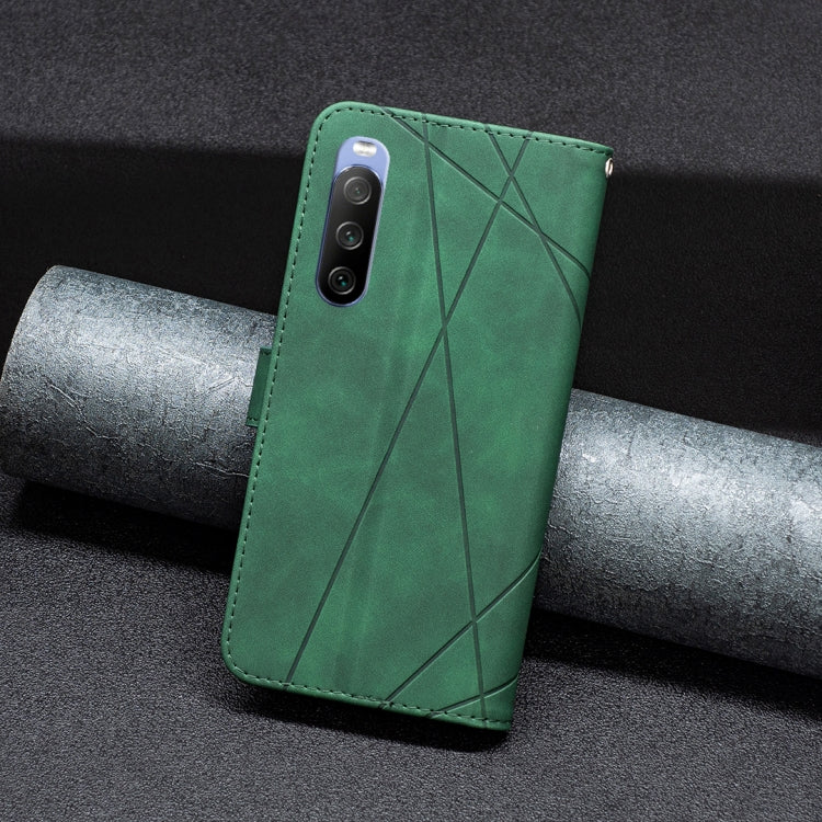 For Sony Xperia 10 III BF05 Magnetic Buckle Rhombus Texture Leather Phone Case