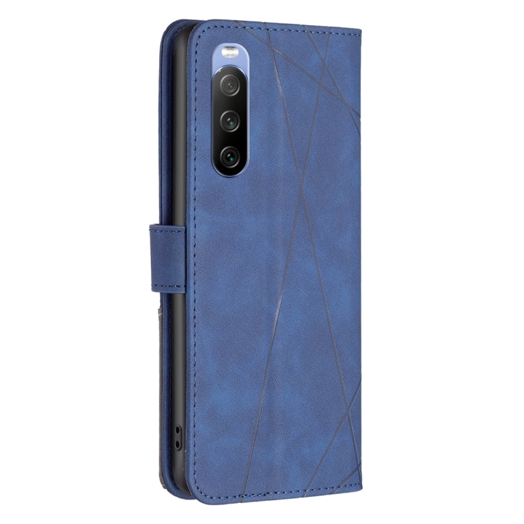 For Sony Xperia 10 III BF05 Magnetic Buckle Rhombus Texture Leather Phone Case
