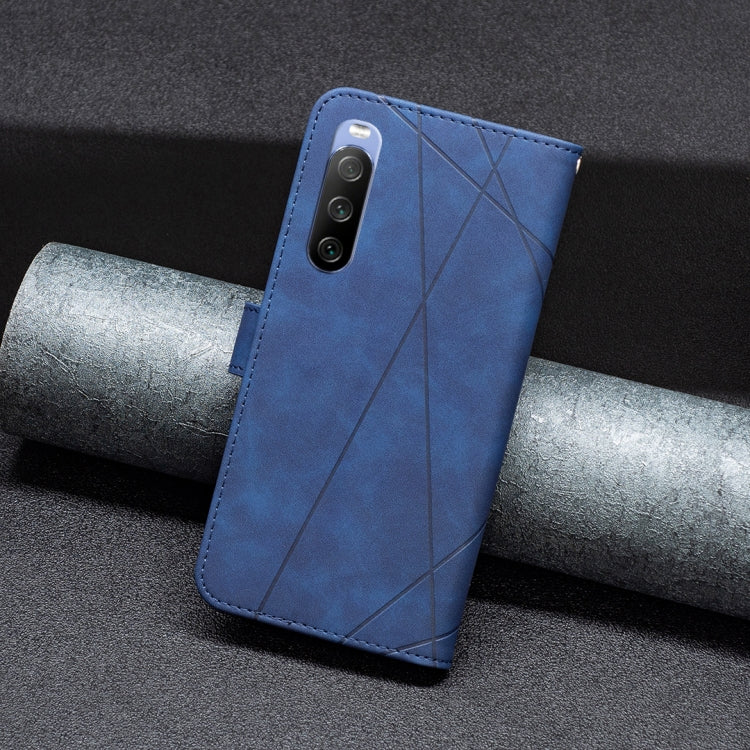 For Sony Xperia 10 III BF05 Magnetic Buckle Rhombus Texture Leather Phone Case
