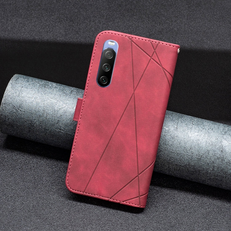 For Sony Xperia 10 III BF05 Magnetic Buckle Rhombus Texture Leather Phone Case