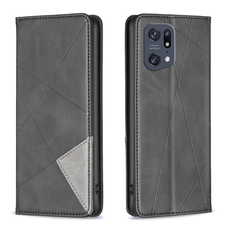For OPPO Find X5 Pro Prismatic Invisible Magnetic Leather Phone Case