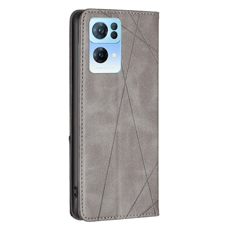 For OPPO Reno7 5G Global Prismatic Invisible Magnetic Leather Phone Case