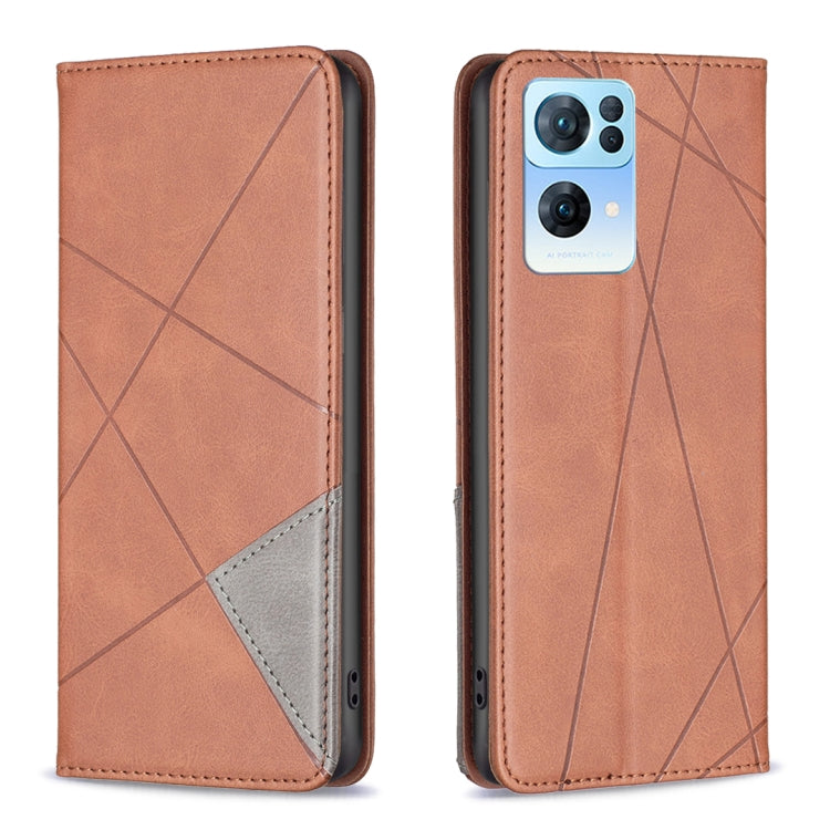 For OPPO Reno7 5G Global Prismatic Invisible Magnetic Leather Phone Case