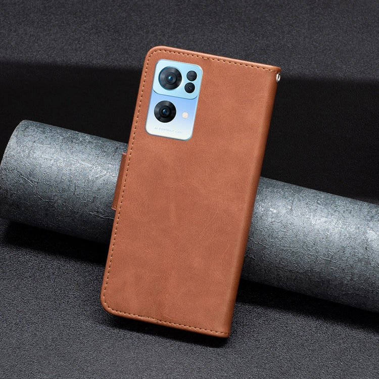 For OPPO Reno7 5G Global Lambskin Texture Leather Phone Case