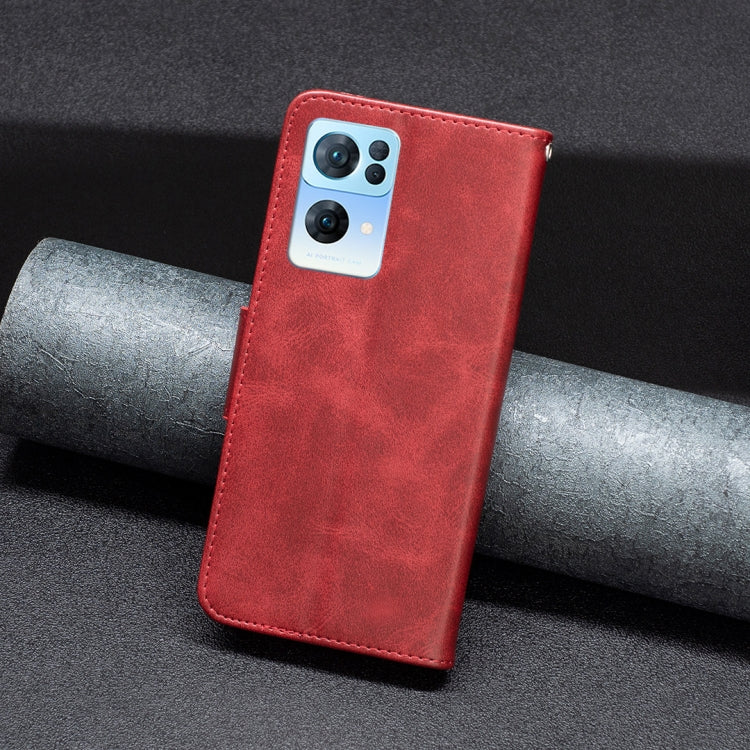 For OPPO Reno7 5G Global Lambskin Texture Leather Phone Case