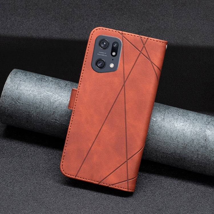 For OPPO Find X5 Pro BF05 Magnetic Buckle Rhombus Texture Leather Phone Case