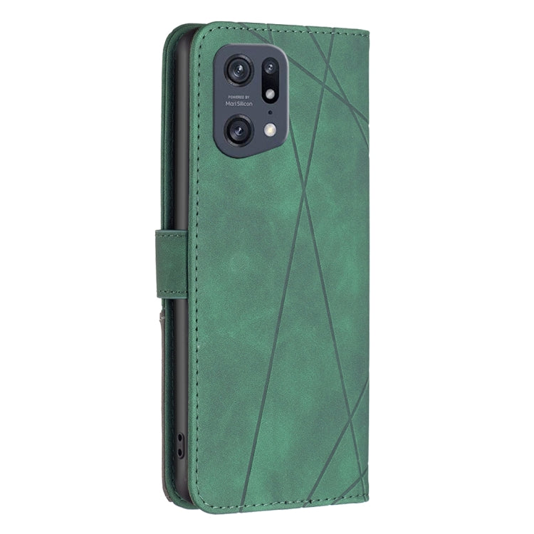 For OPPO Find X5 Pro BF05 Magnetic Buckle Rhombus Texture Leather Phone Case