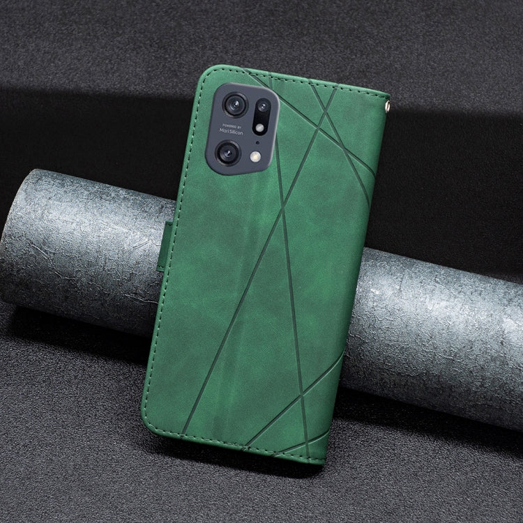 For OPPO Find X5 Pro BF05 Magnetic Buckle Rhombus Texture Leather Phone Case