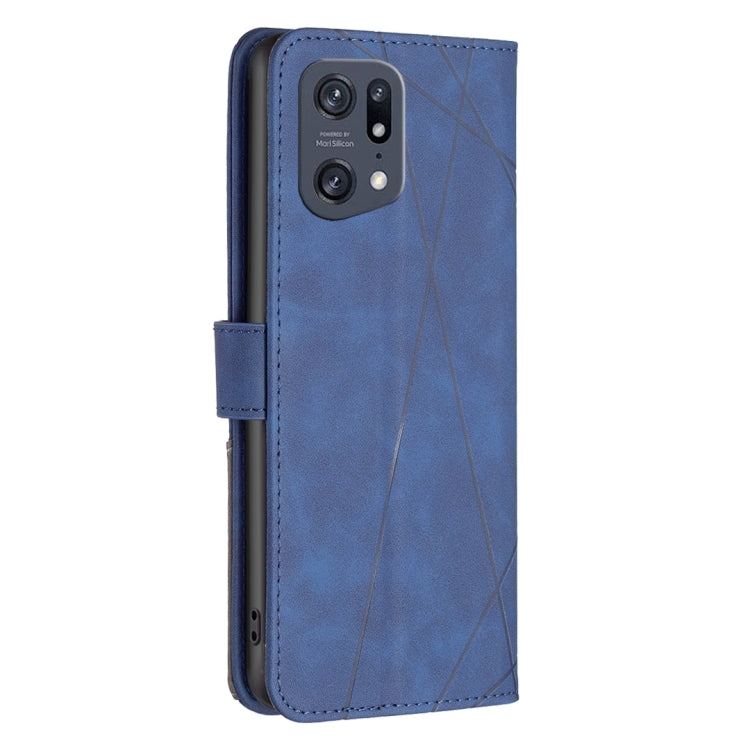 For OPPO Find X5 Pro BF05 Magnetic Buckle Rhombus Texture Leather Phone Case