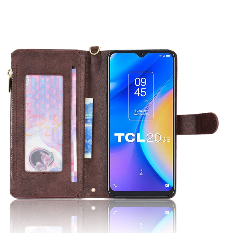 For TCL 20 SE Litchi Texture Zipper Leather Phone Case