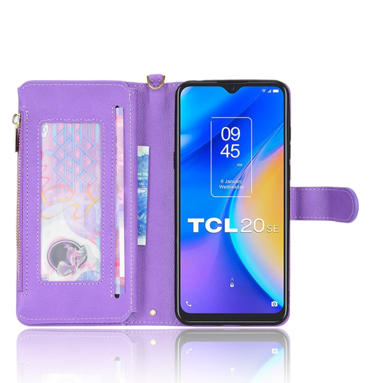 For TCL 20 SE Litchi Texture Zipper Leather Phone Case
