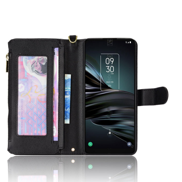 For TCL 20 XE Litchi Texture Zipper Leather Phone Case