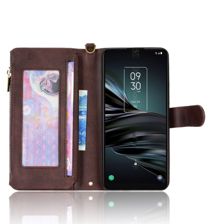 For TCL 20 XE Litchi Texture Zipper Leather Phone Case
