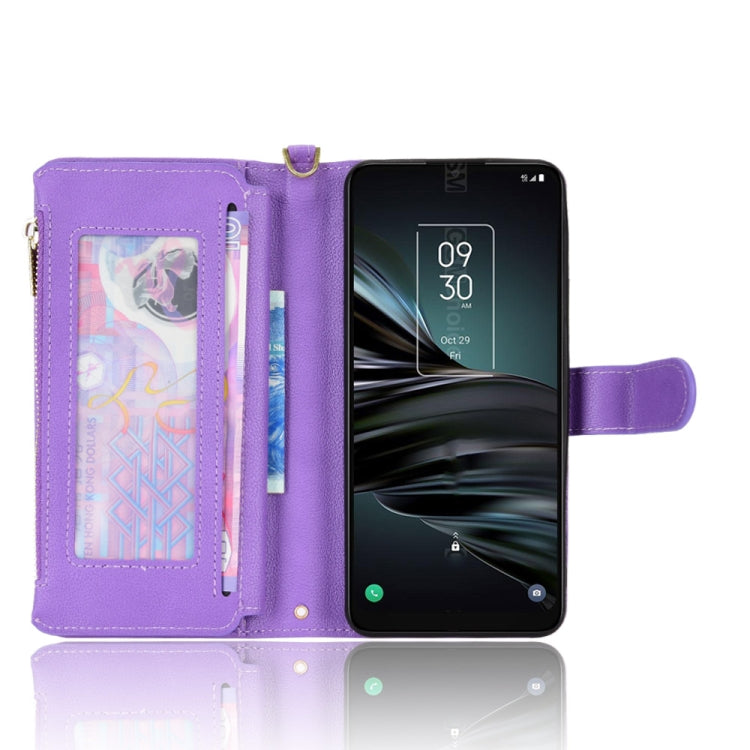 For TCL 20 XE Litchi Texture Zipper Leather Phone Case