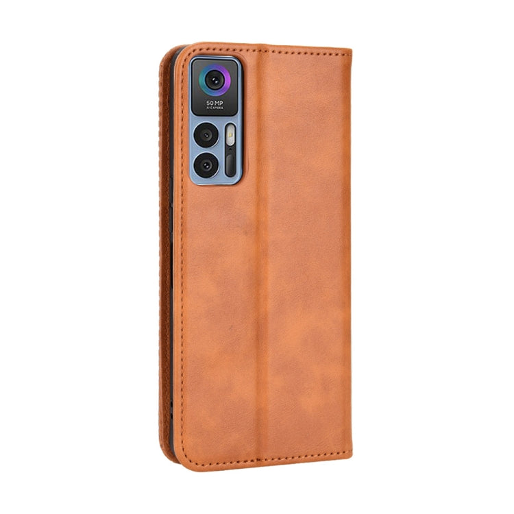For TCL 30 5G / 30+ Magnetic Buckle Retro Texture Leather Phone Case