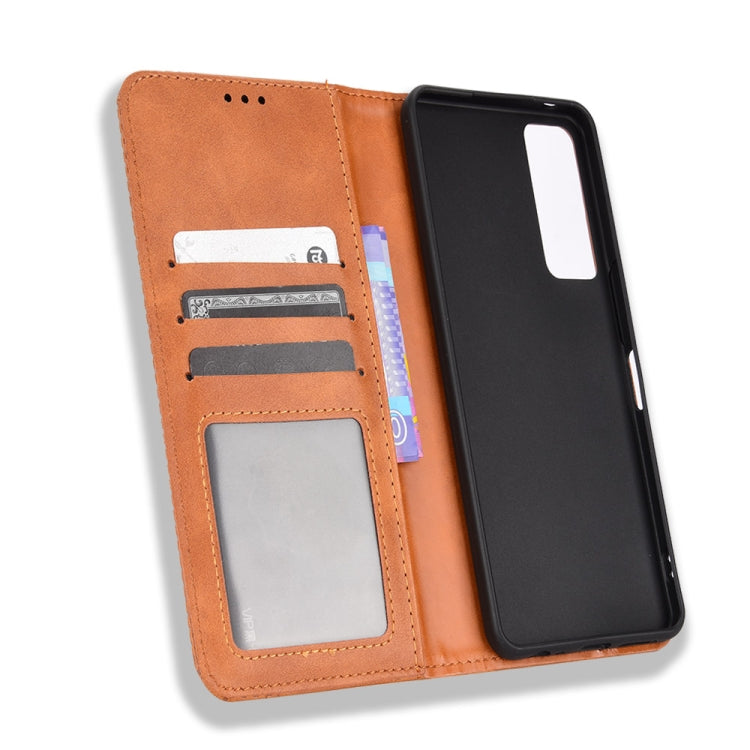 For TCL 30 5G / 30+ Magnetic Buckle Retro Texture Leather Phone Case