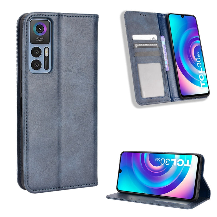 For TCL 30 5G / 30+ Magnetic Buckle Retro Texture Leather Phone Case