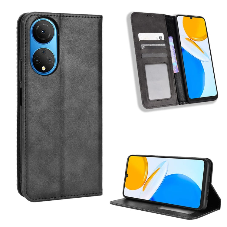 For Honor X7 Magnetic Buckle Retro Texture Leather Phone Case