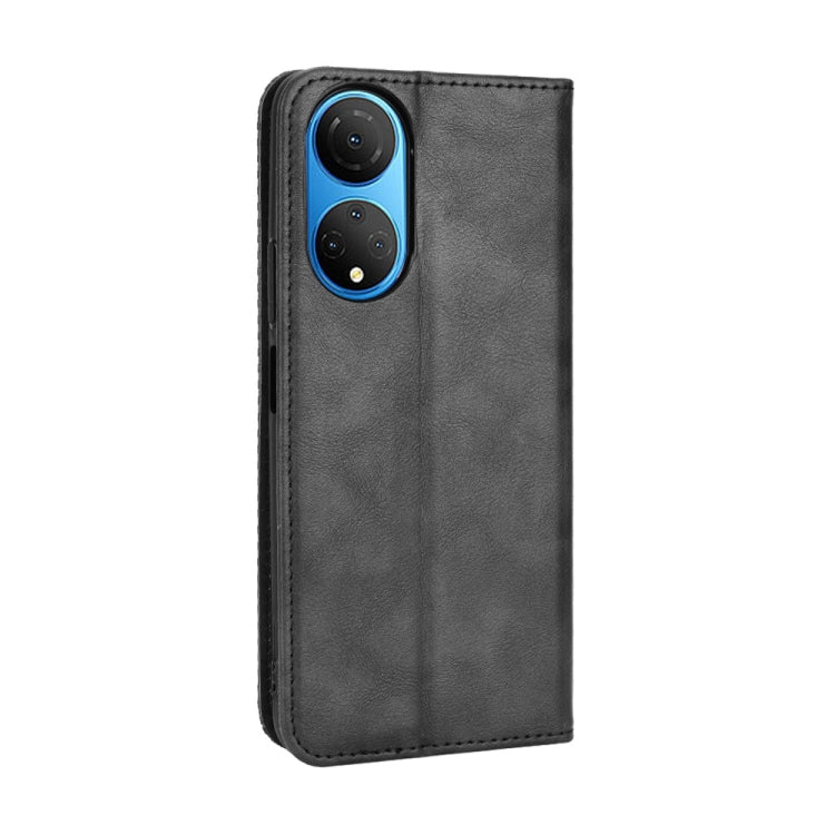 For Honor X7 Magnetic Buckle Retro Texture Leather Phone Case
