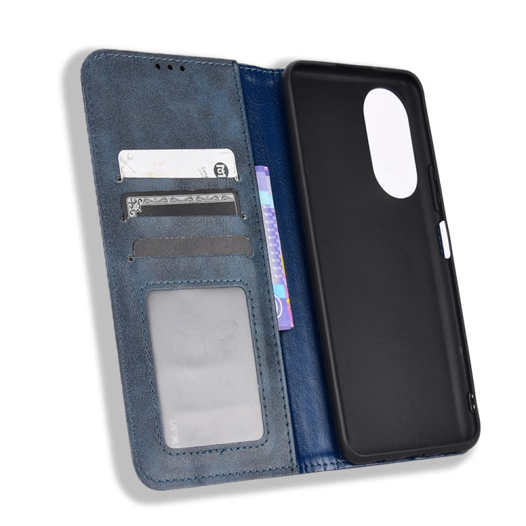 For Honor X7 Magnetic Buckle Retro Texture Leather Phone Case
