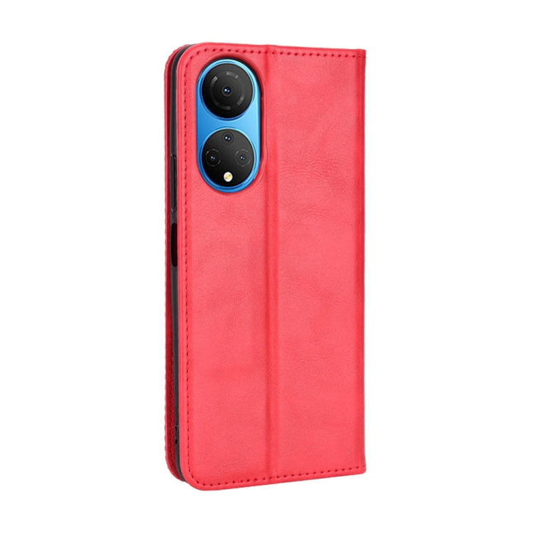 For Honor X7 Magnetic Buckle Retro Texture Leather Phone Case