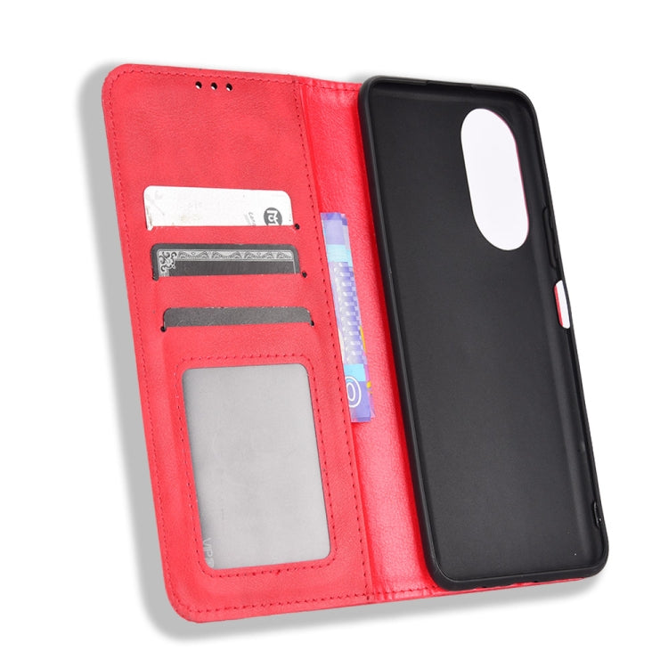 For Honor X7 Magnetic Buckle Retro Texture Leather Phone Case
