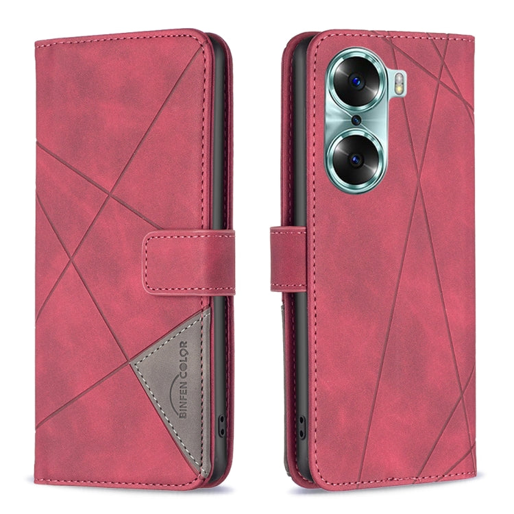 For Honor 60 Rhombus Texture Magnetic Buckle Horizontal Flip Leather Phone Case