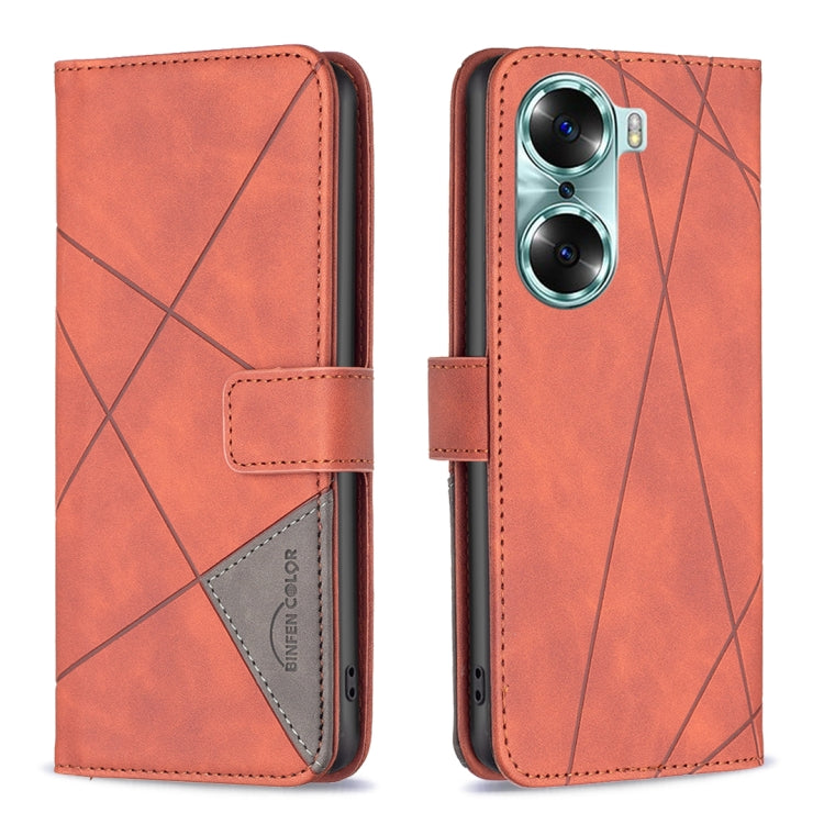 For Honor 60 Rhombus Texture Magnetic Buckle Horizontal Flip Leather Phone Case