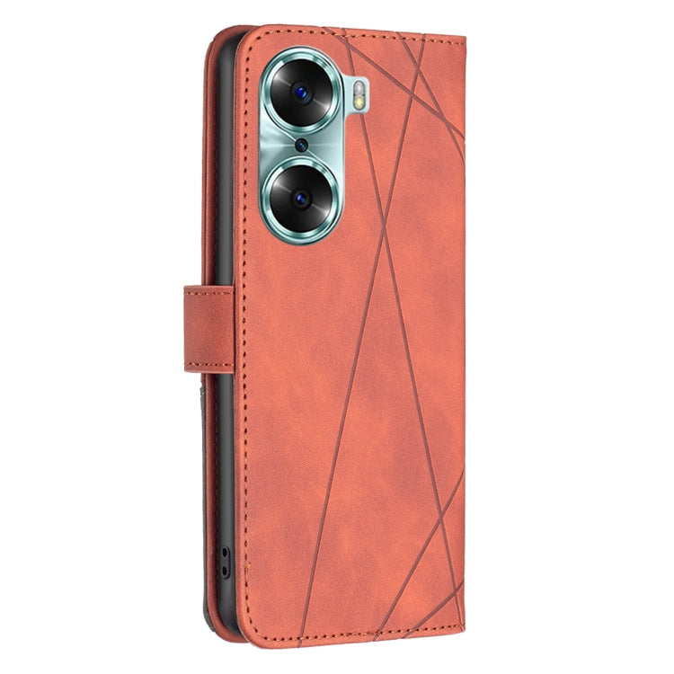 For Honor 60 Rhombus Texture Magnetic Buckle Horizontal Flip Leather Phone Case