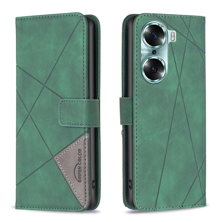 For Honor 60 Rhombus Texture Magnetic Buckle Horizontal Flip Leather Phone Case