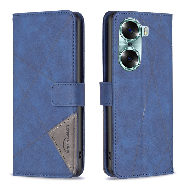 For Honor 60 Rhombus Texture Magnetic Buckle Horizontal Flip Leather Phone Case