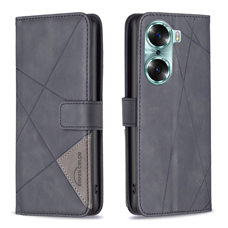 For Honor 60 Rhombus Texture Magnetic Buckle Horizontal Flip Leather Phone Case