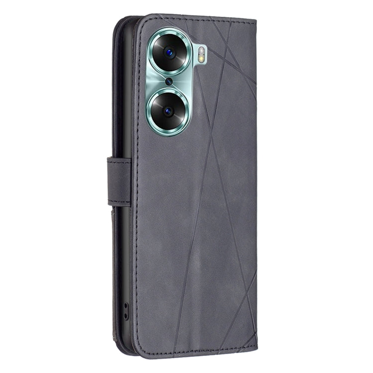 For Honor 60 Rhombus Texture Magnetic Buckle Horizontal Flip Leather Phone Case
