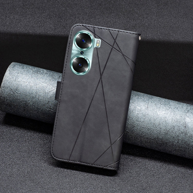 For Honor 60 Rhombus Texture Magnetic Buckle Horizontal Flip Leather Phone Case