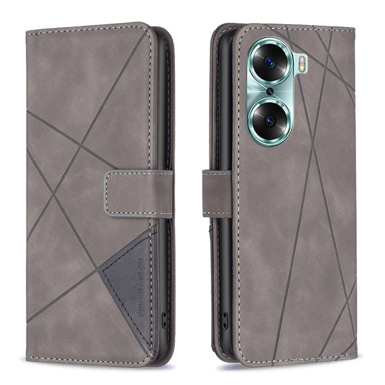 For Honor 60 Rhombus Texture Magnetic Buckle Horizontal Flip Leather Phone Case