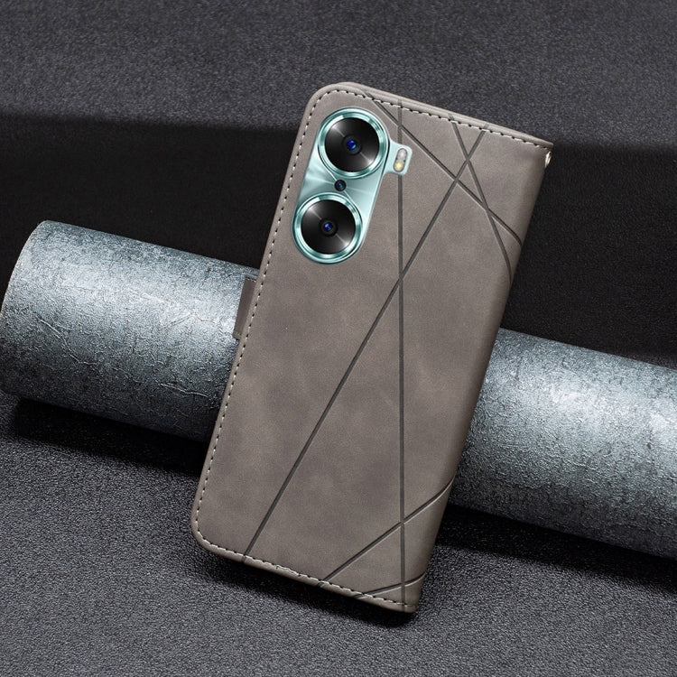 For Honor 60 Rhombus Texture Magnetic Buckle Horizontal Flip Leather Phone Case