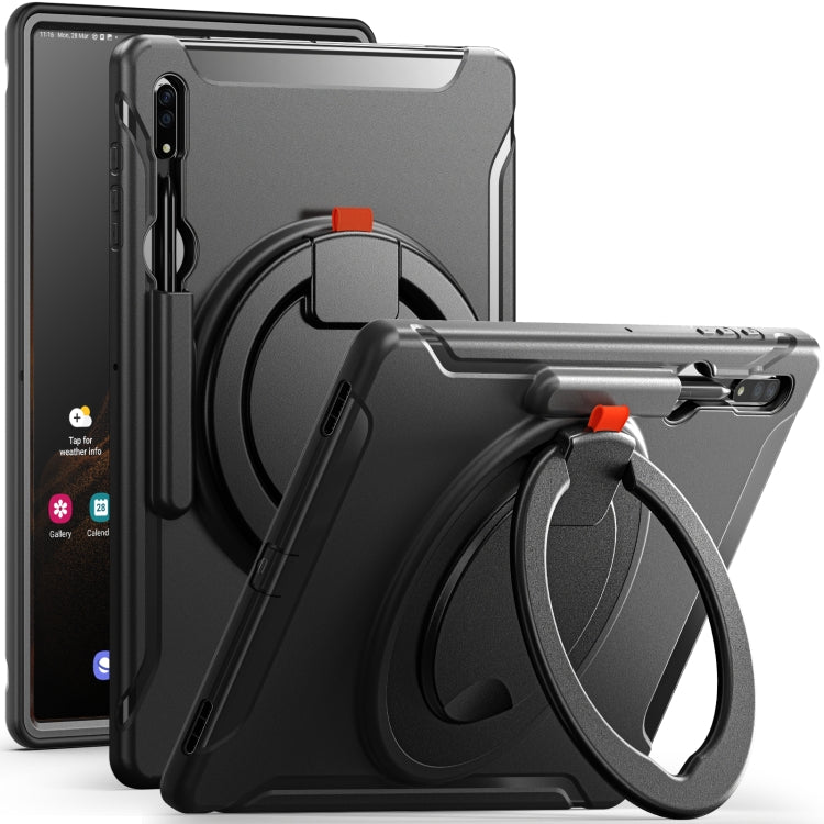 For Samsung Galaxy Tab S8 Ultra / X900 360 Rotation Handle Grip TPU + PC Tablet Case(Black)