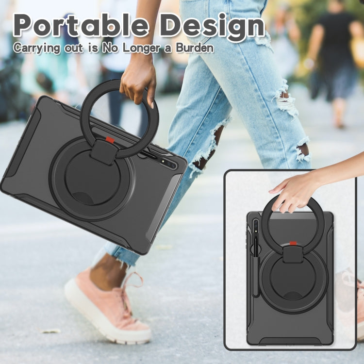 For Samsung Galaxy Tab S8 Ultra / X900 360 Rotation Handle Grip TPU + PC Tablet Case(Black)