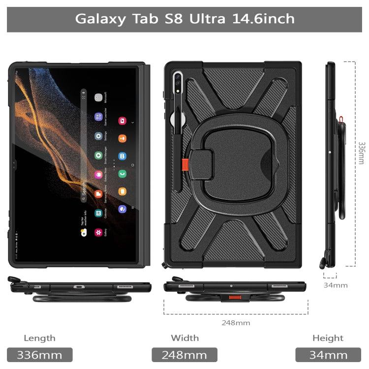 For Samsung Galaxy S8 Ultra / X900 Rotary Handle Grip TPU + PC Tablet Case(Black)